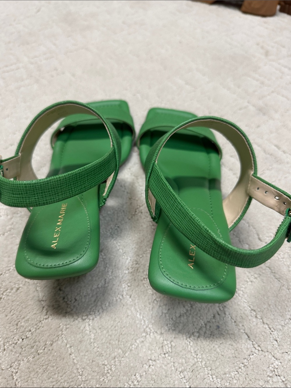 Alex Marie Barbra Bright Green Strappy Block Heel Sandals - Picture 4 of 5
